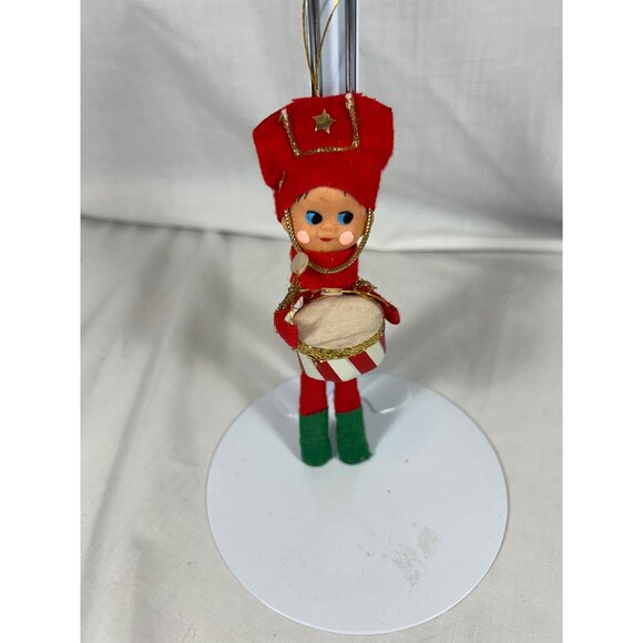 Vintage Christmas Tree Ornaments Skiing Girl Elf and Drummer Boy Winter - Picture 4 of 6
